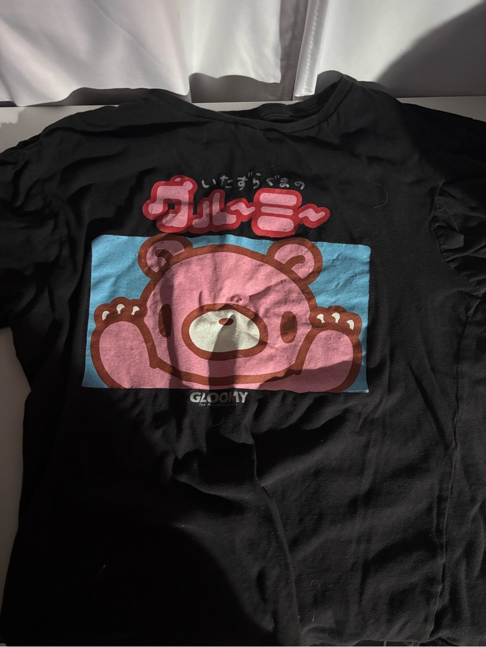 Zumiez GLUMMY BEAR Black Tee with Pink Bear and Blue Panel
